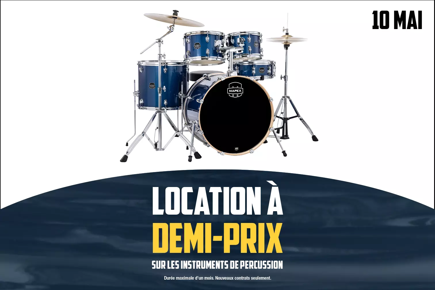 Location  demi-prix sur les instruments de percussion
